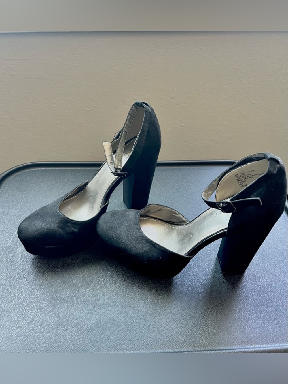 Classic Black Suede Mary Jane Platform Heels